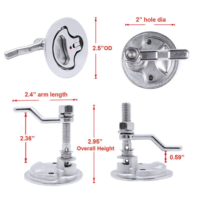 Mxeol Boat Cam Latches Stainless Steel Marine Hatch Cam Latch Pull 2 Pack - Image 5